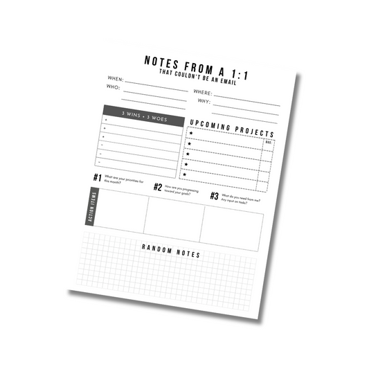 1:1 Meeting Notes Planner - Digital Download