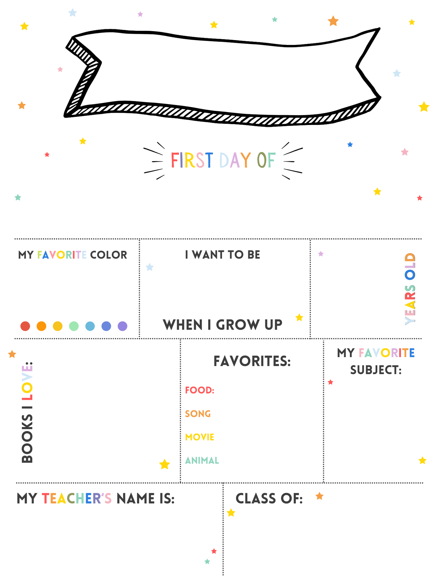First Day of School Printable