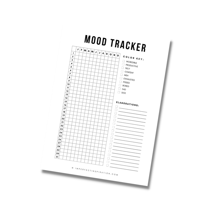 Mood Tracker Printable Digital Download