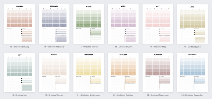 Yearly Undated Planner Digital Download