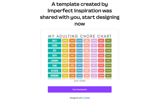 Customizable Canva Digital Adulting Chore Chart