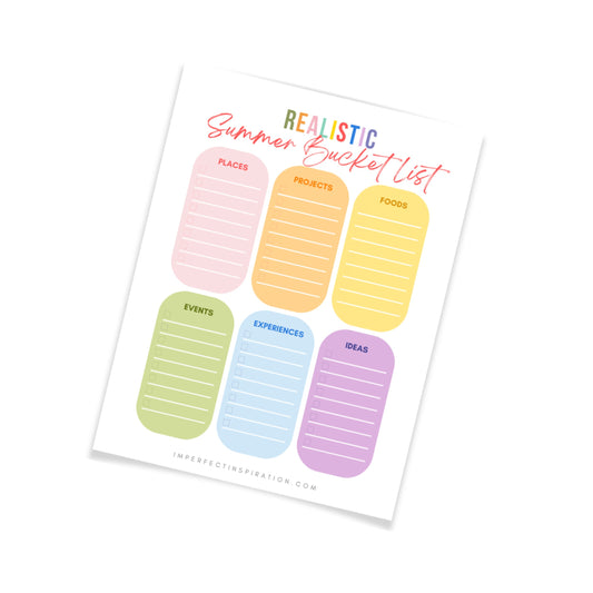 Realistic Summer Bucket List Digital Printable