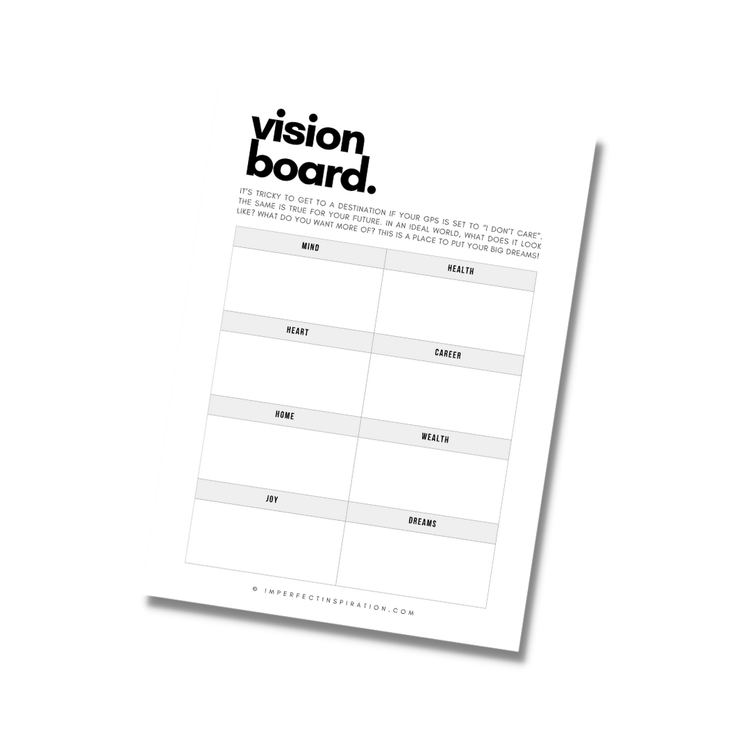 Vision Board Worksheet Printable Digital Download