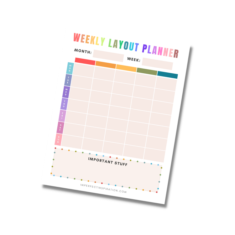 Weekly Layout Planner Printable Digital Download