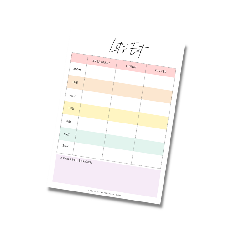 Weekly Meal Planner Printable Digital Download