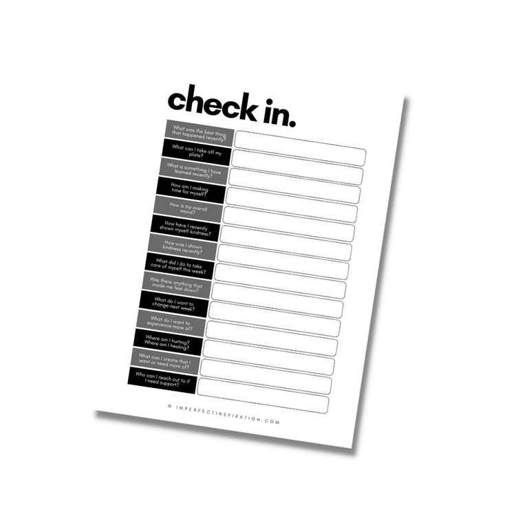 Personal Check In Printable Digital Download