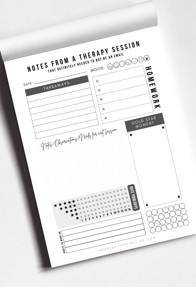 Therapy Session Notepad Planner