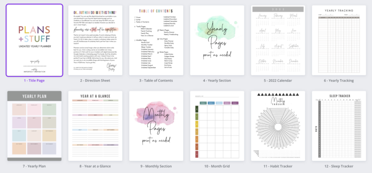 Yearly Undated Planner Digital Download