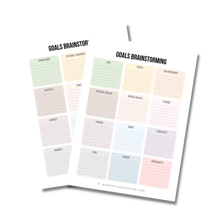 Goal Brainstorming Worksheet Printable Digital Download