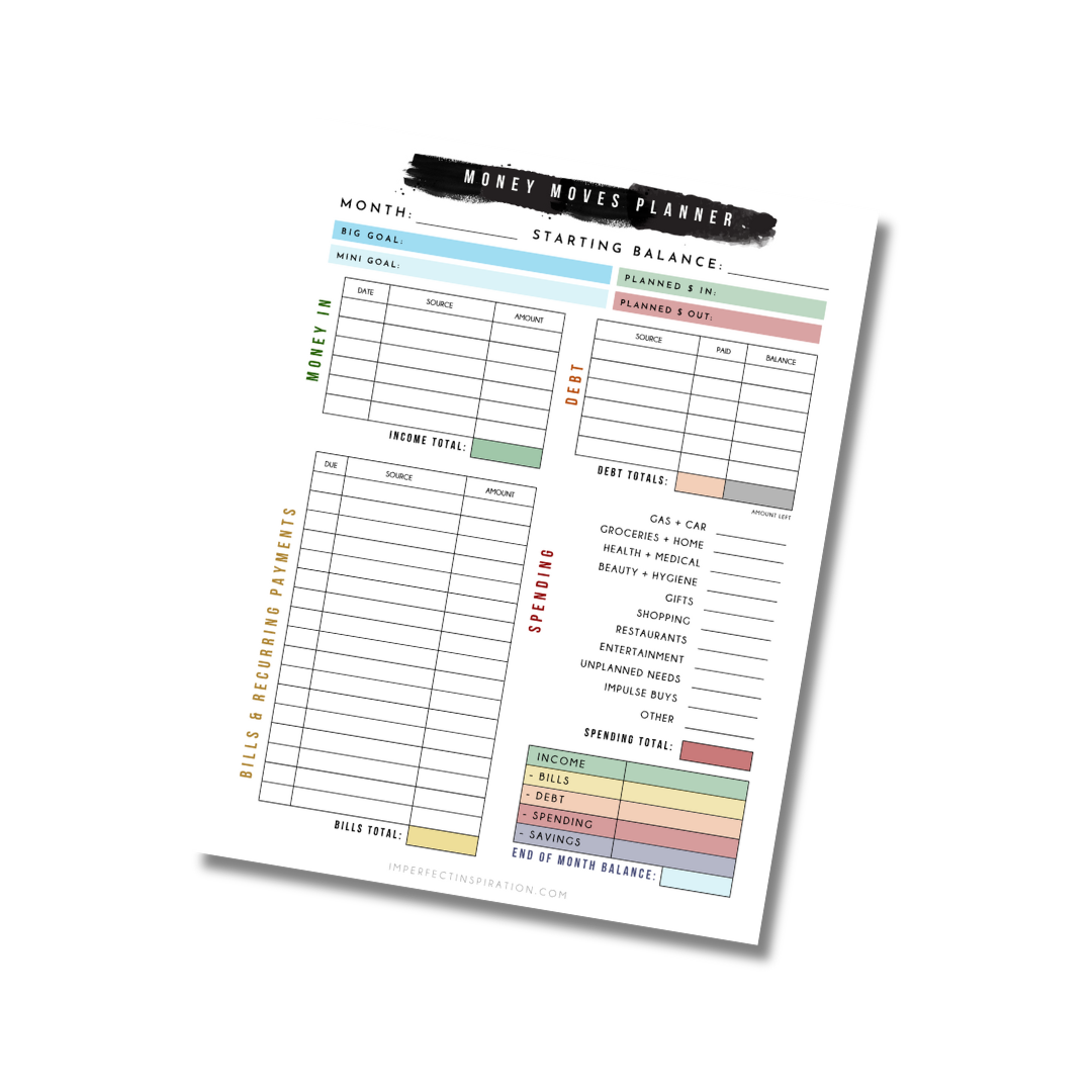 Money Moves Budget Planner Digital Download