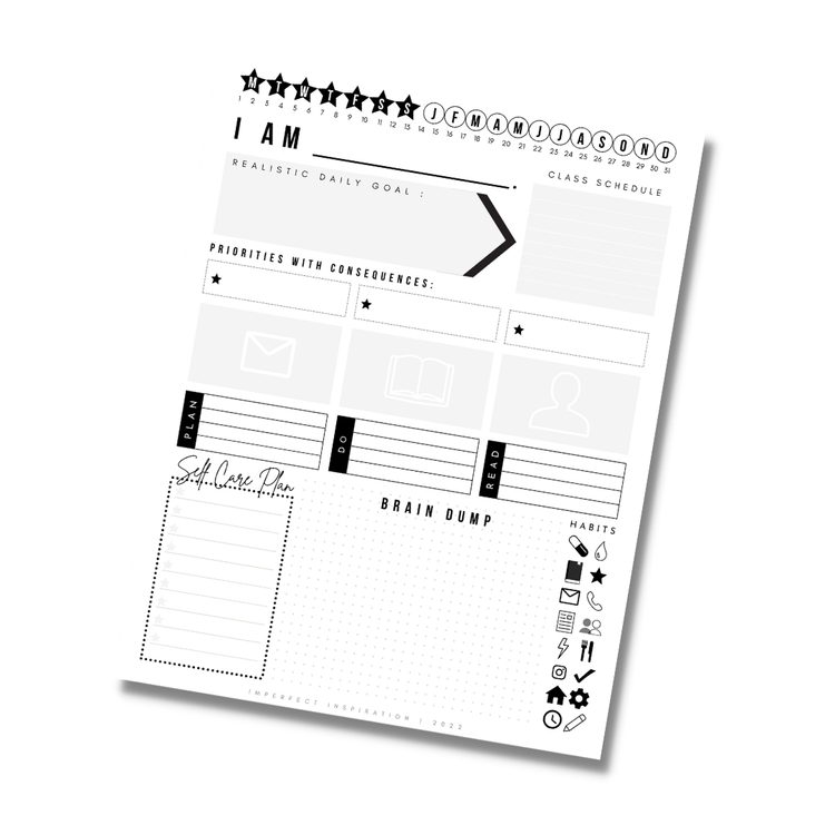 Daily College Planner Printable Digital Download