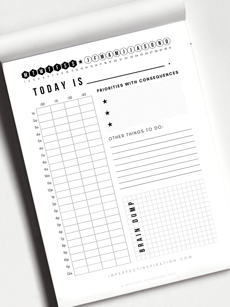 Time Blocking Daily Notepad Planner