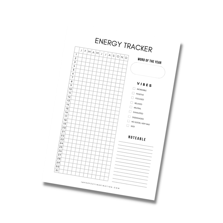 Energy Tracker Printable Digital Download