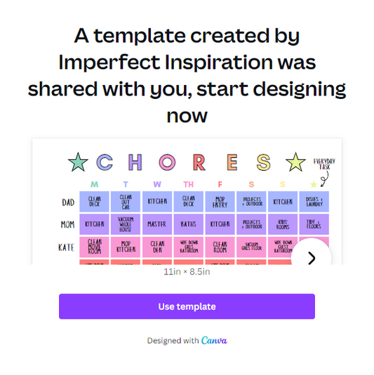 Canva Family Chore Chart