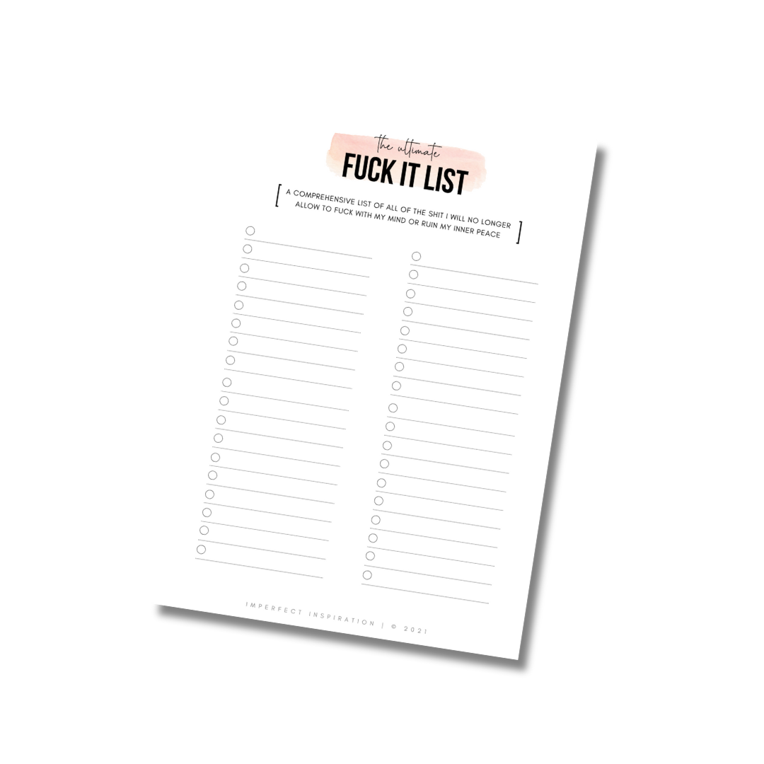 F*ck It List Printable Digital Download