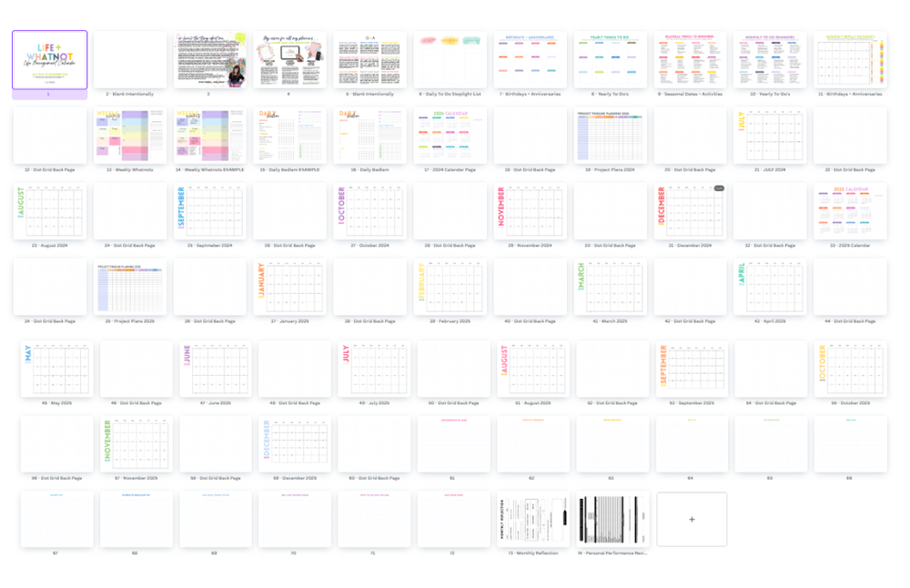 Customizable Life Management Calendar