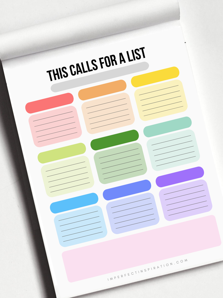 List of Lists Rainbow Notepad Planner