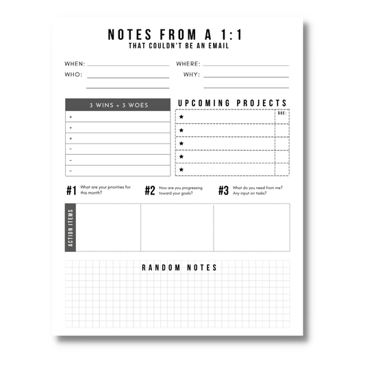 Customizable 1:1 Meeting Planner - Digital Canva Template