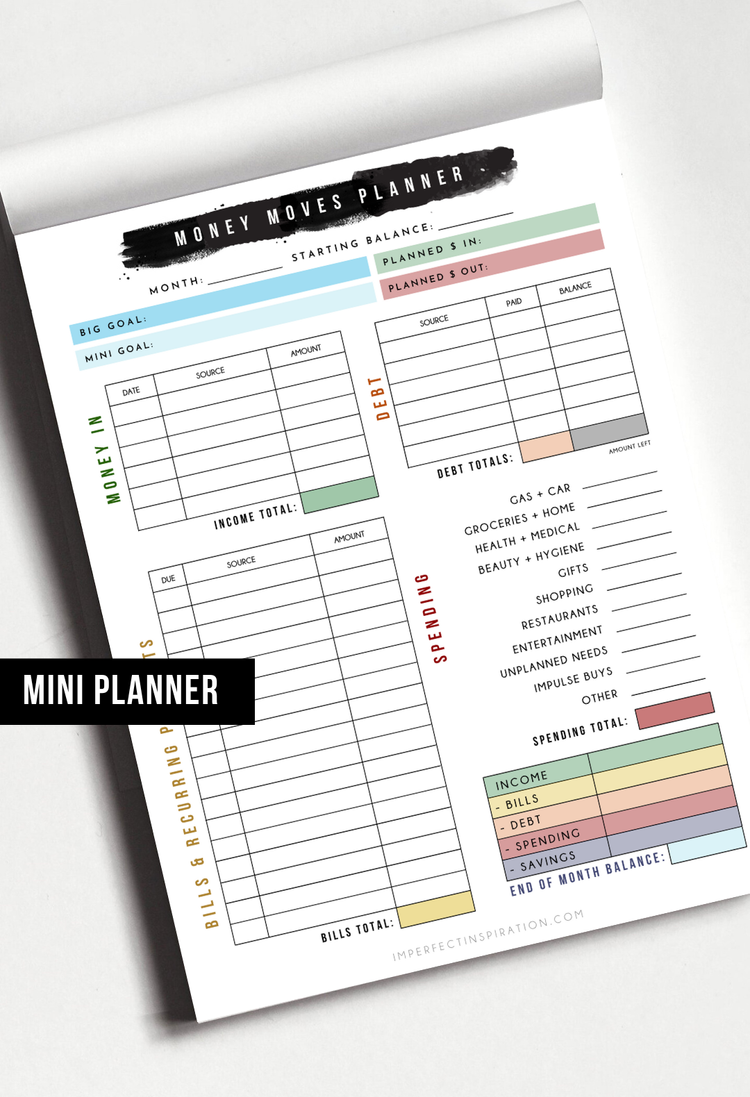 Mini Weekly Money Moves Budget Notepad