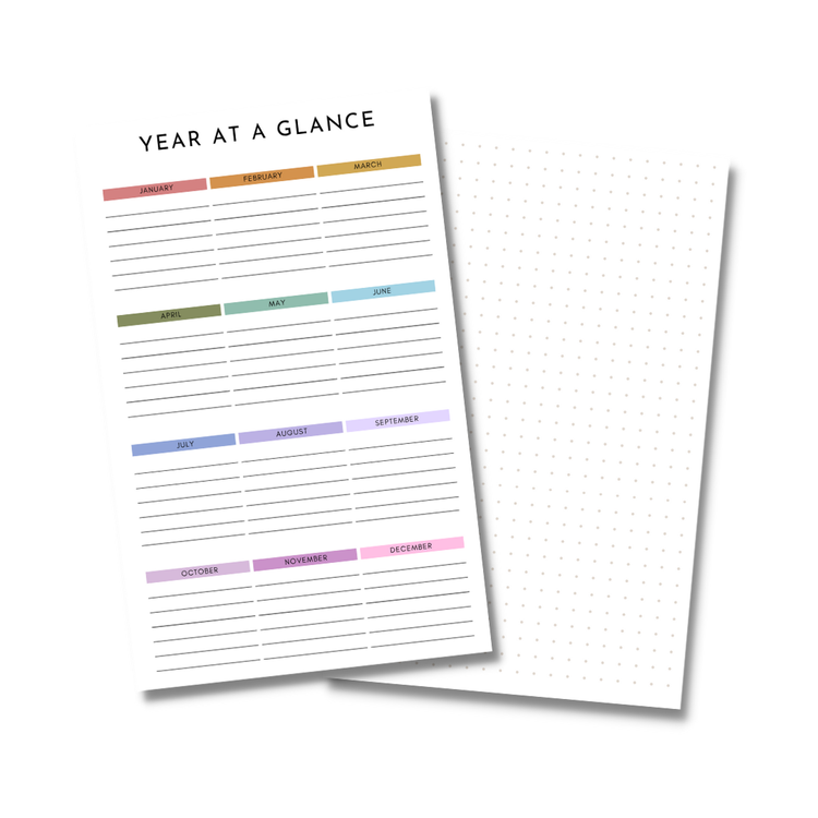 Mini Year at a Glance Printable Digital Download