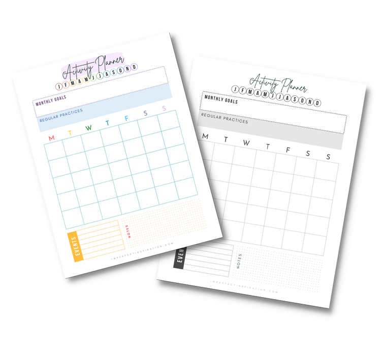 Monthly Activity Planner Printable Digital Download