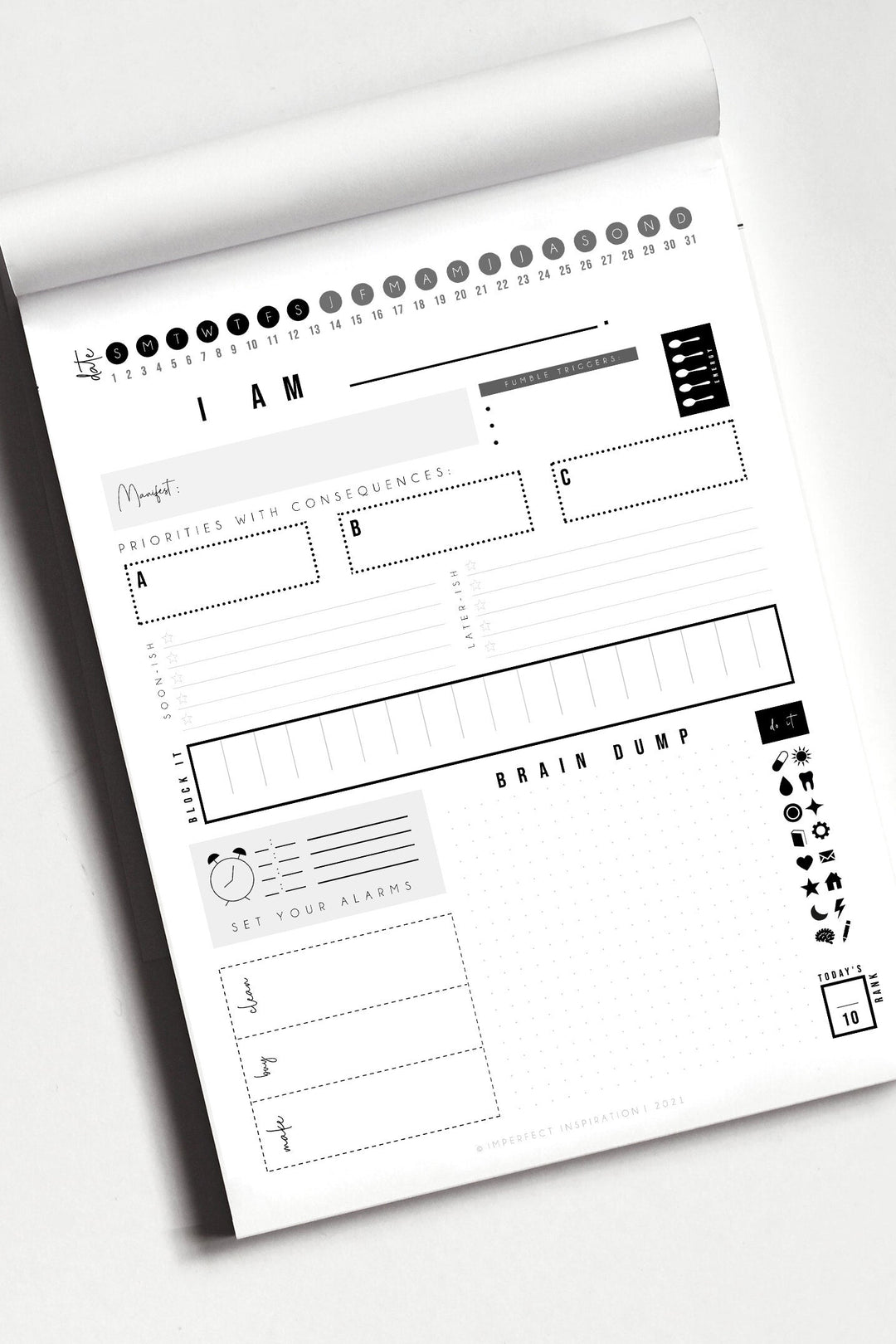 Daily ADHD Notepad Planner Pad