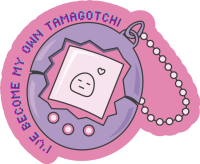 Human Tamagotchi Holographic Sticker