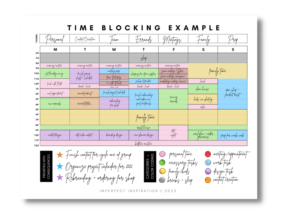 Customizable Time Blocking Planner - Digital Canva Template – Imperfect ...