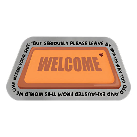 Leave By 9p Welcome Mat Sticker